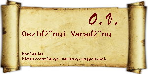 Oszlányi Varsány névjegykártya